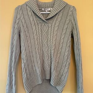 MIA Light Gray Cable Knit Cowl Neck Sweater